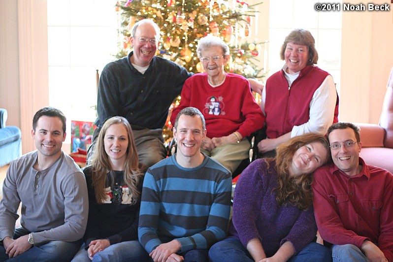 December 25, 2011: Back: Jim, Lucille, Raelynn; Front: Mike, Anna, Gabe, Rosalind, Noah