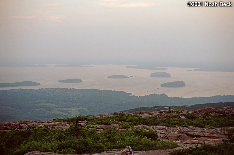 June 30, 2001: Bar Harbor (as seen from the top of Cadillac Mountain) a few minutes before sunrise.