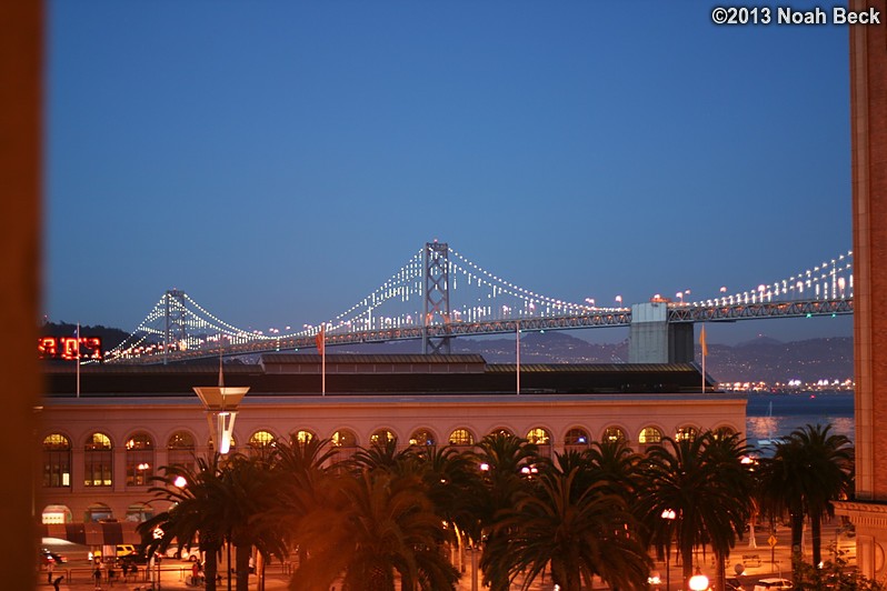 June 29, 2013: Bay bridge view from our hotel room at night