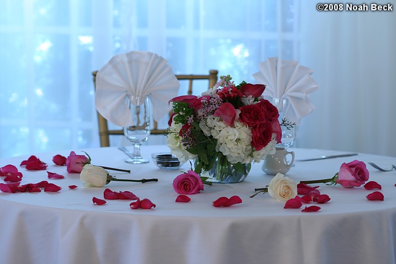 June 29, 2008: Bride and Groom&#39;s table with floral accent