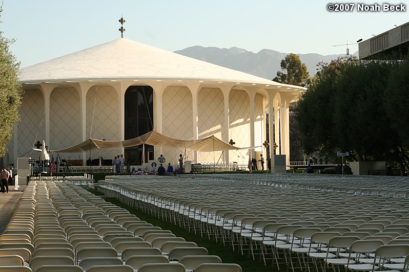 June 8, 2007: chairs set up for the 2007 Caltech graduation ceremony
