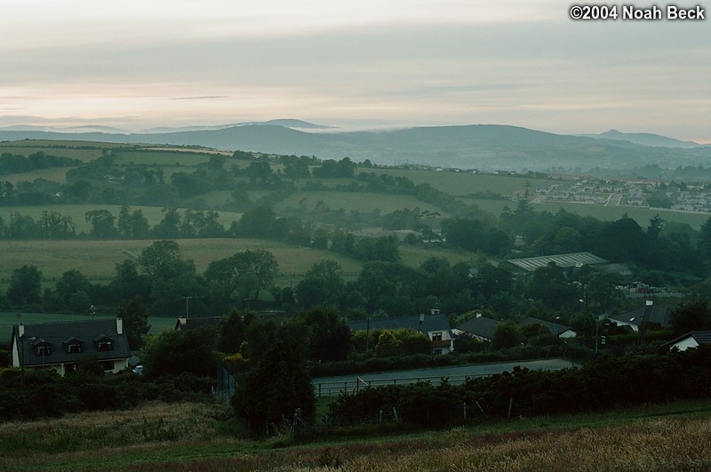 July 6, 2004: I climbed up the hill behind our B&amp;B around dusk (about 10 pm) and took this picture of the town of Wicklow.