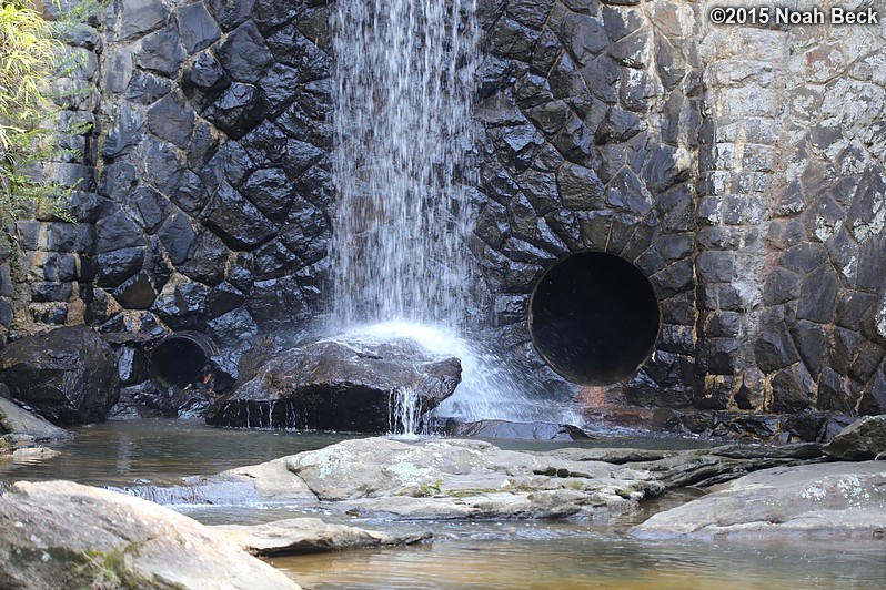 April 11, 2015: Closeup of the flume exit, that diverts silt-filled water during storms