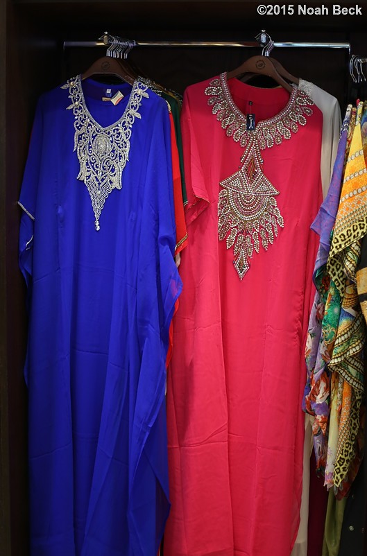 April 19, 2015: Clothing for sale at the Dubai airport