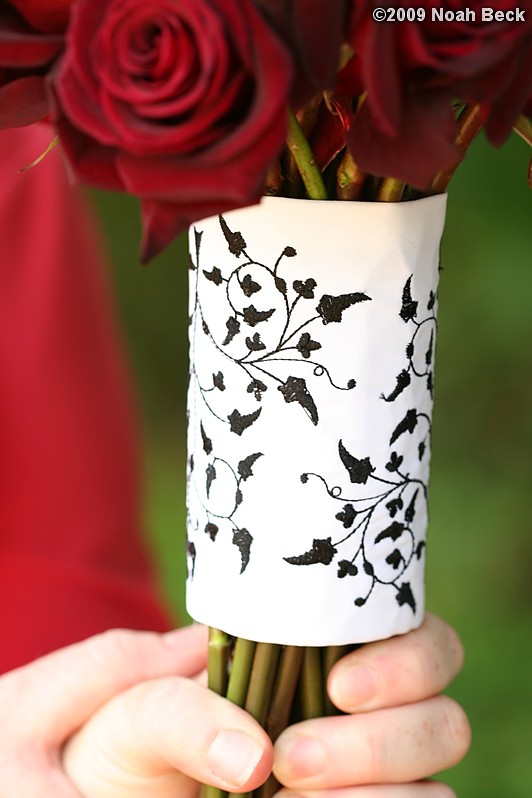 August 1, 2009: detail of embroidered bouquet wrap