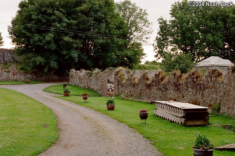 July 3, 2004: The driveway coming into the entrance to the castle. There are a couple of flights of steps sitting to the side intended for future rennovations.