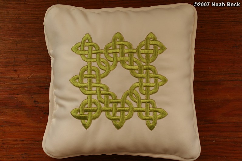 October 6, 2007: Embroidered pattern on a pillow