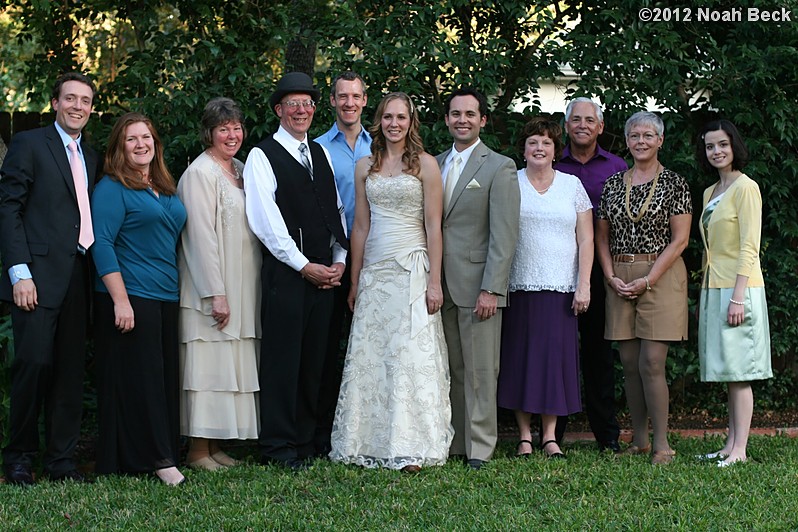 November 3, 2012: Family photo at the San Antonio wedding reception.  Left to right: Noah, Rosalind, Raelynn, Jim, Gabe, Anna, Mike, Nancy, Michael, Julie, Paige