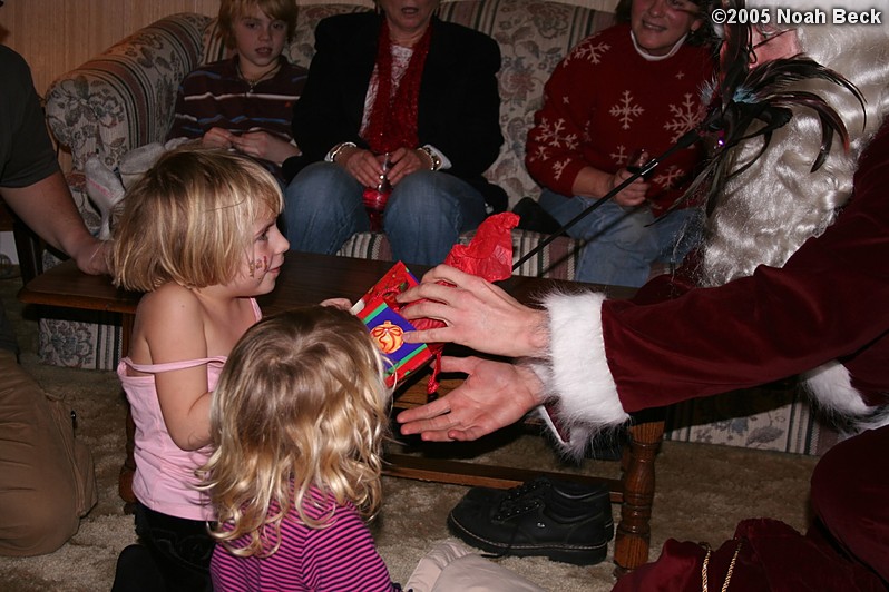 December 26, 2005: Gabe as Santa handing out presents to the good kids