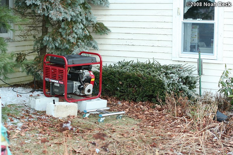 December 14, 2008: The generator used during the ice storm power outage.  Power was out from 9pm Thursday 11th to late afternoon Saturday 20th