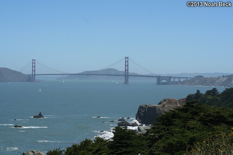 June 29, 2013: Golden Gate Bridge and the shoreline of Lands End