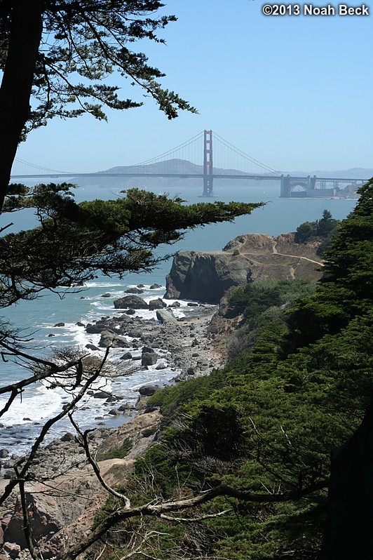June 29, 2013: Golden Gate Bridge and the shoreline of Lands End