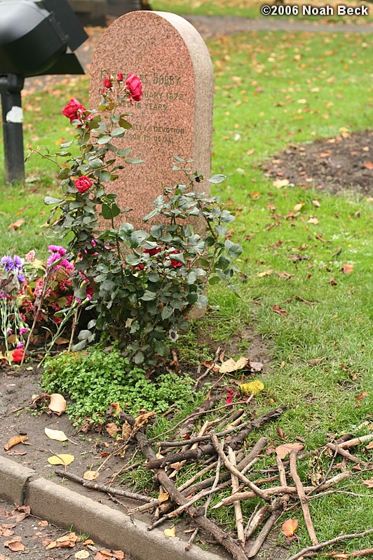 October 24, 2006: Greyfriars Bobby&#39;s headstone (note the sticks left for him).