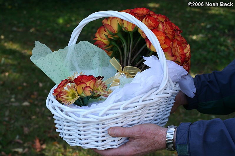 October 7, 2006: hand-held bouquets in a basket