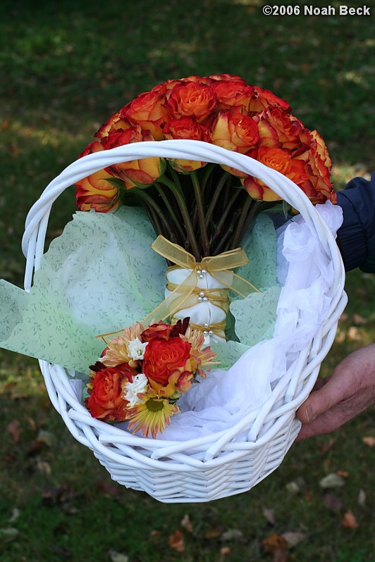 October 7, 2006: hand-held bouquets in a basket