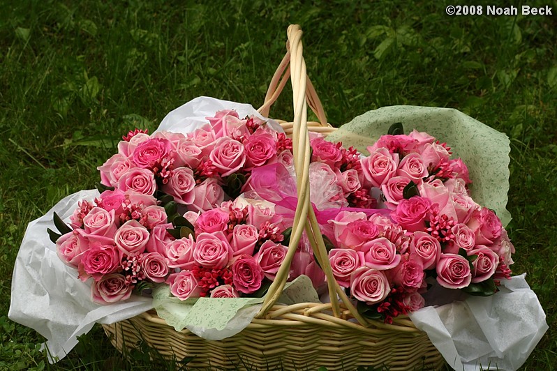 June 29, 2008: hand-held bouquets in a basket