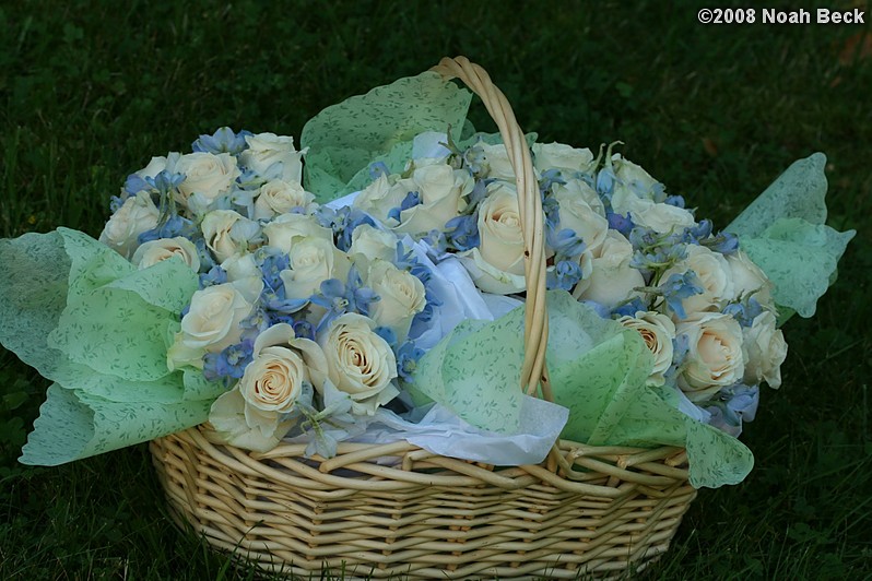 August 23, 2008: hand-held bouquets in a basket