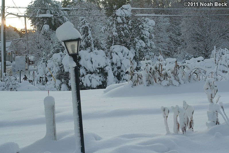 October 30, 2011: a heavy snow on the morning of Oct 30, knocked out power to many New England towns