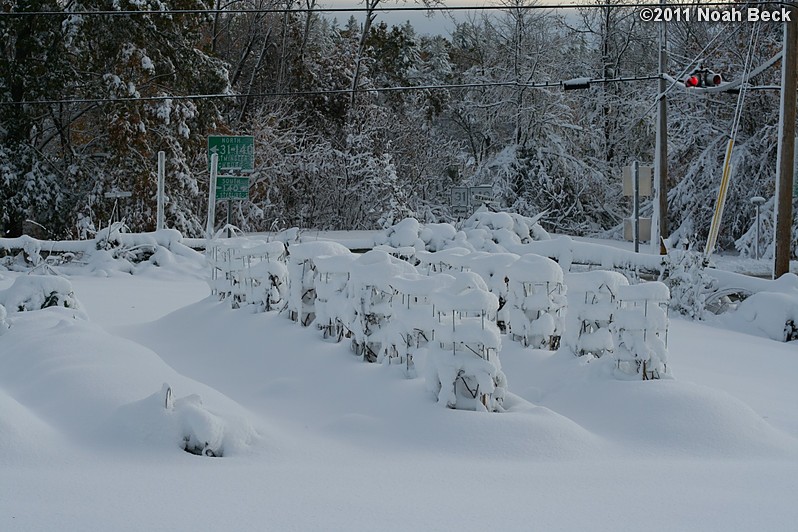 October 30, 2011: a heavy snow on the morning of Oct 30, knocked out power to many New England towns