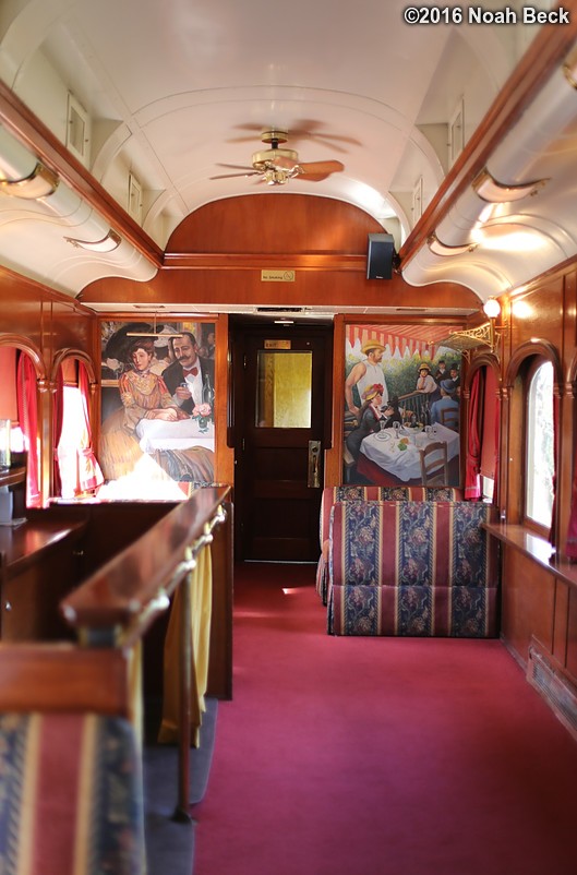 February 16, 2016: Interior of one of the cars on the wine train