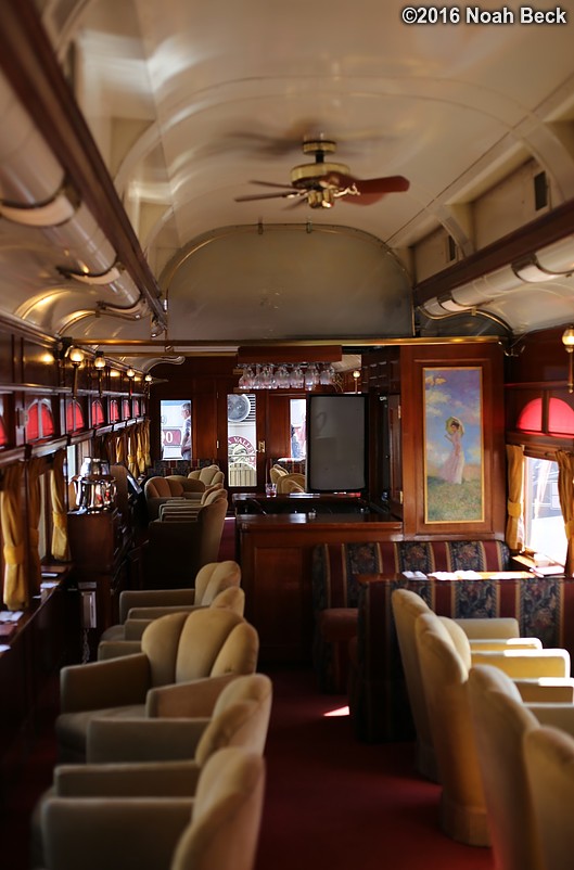 February 16, 2016: Interior of one of the cars on the wine train