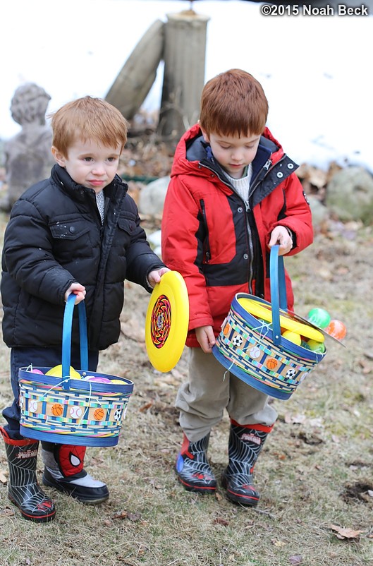 April 5, 2015: Jax and James and their baskets