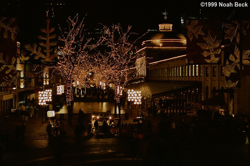 December 31, 1999: Lights on First Night near Faneuil Hall
