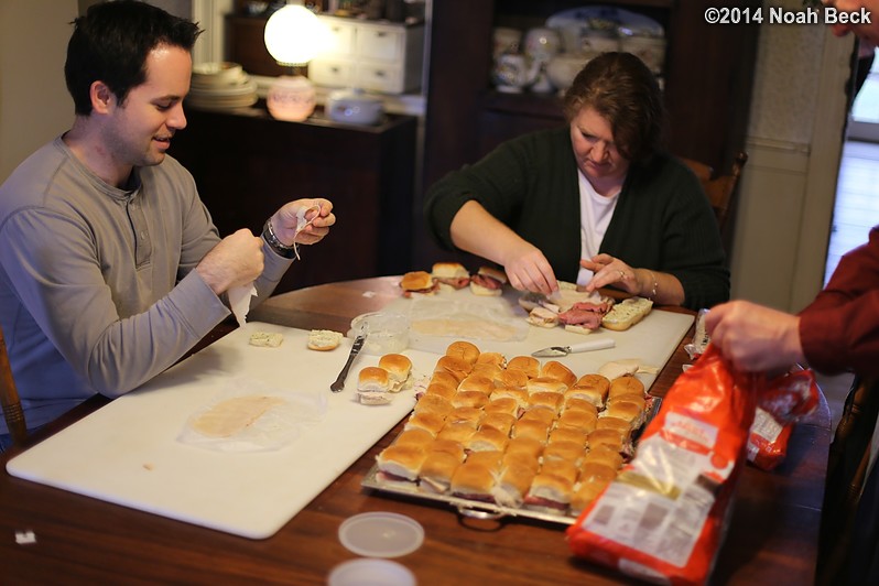 December 28, 2014: Mike and Roz make finger sandwiches.