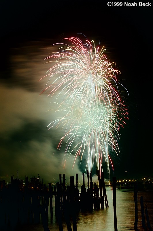 December 31, 1999: Millennium celebration fireworks over Boston Harbor