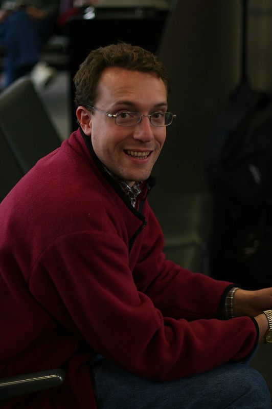 October 28, 2006: Noah waiting at the Philadelphia airport. Positive proof that I went to, um, Philadelphia.