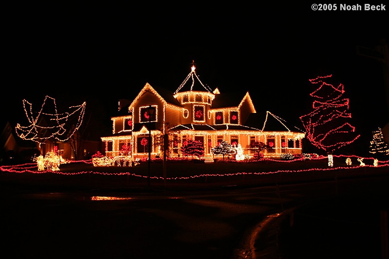 December 26, 2005: Obnoxious christmas lights display in Heatherwood, at the house owned by the &quot;shyster lawyer&quot; according to Grandma Beck