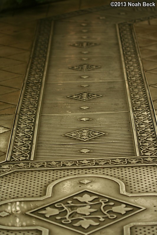 June 29, 2013: Ornate metal drainwork inside the Conservatory of Flowers in Golden Gate Park