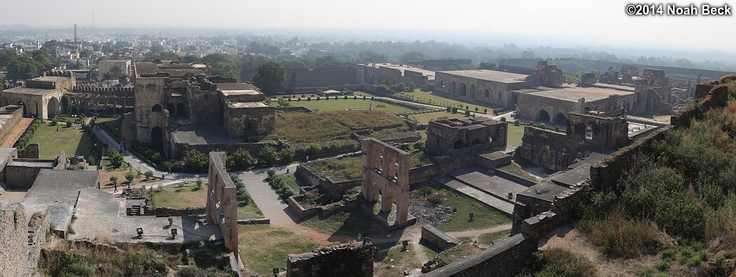 December 7, 2014: Panorama looking down around Golconda Fort