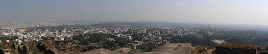 December 7, 2014: Panorama looking out from Golconda Fort