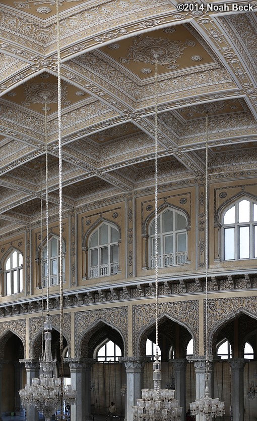 December 7, 2014: Panorama of the main room&#39;s windows and ceiling in Durbar Hall, Khilwat Mubarak