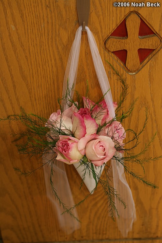 July 1, 2006: pew cone flower arrangements