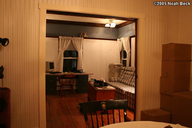 November 20, 2005: Pocket doors separate the dining area from the den