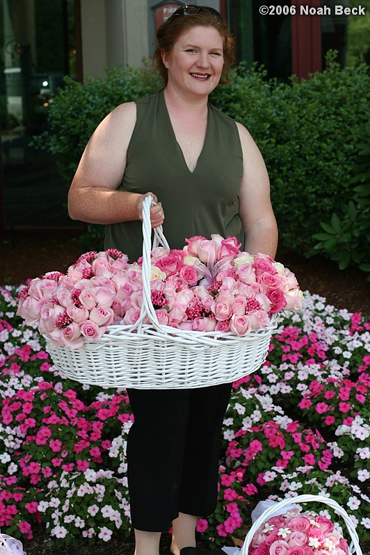 July 1, 2006: Rosalind with a basket of hand-held bouquets