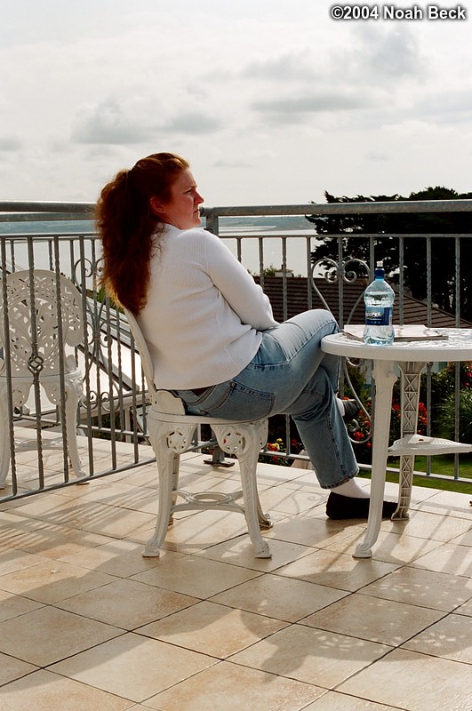 July 5, 2004: Rosalind enjoying the view from our room&#39;s balcony at Cliff House.