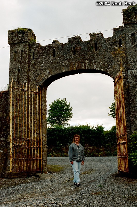 July 3, 2004: Rosalind by the gates to Leap Castle.