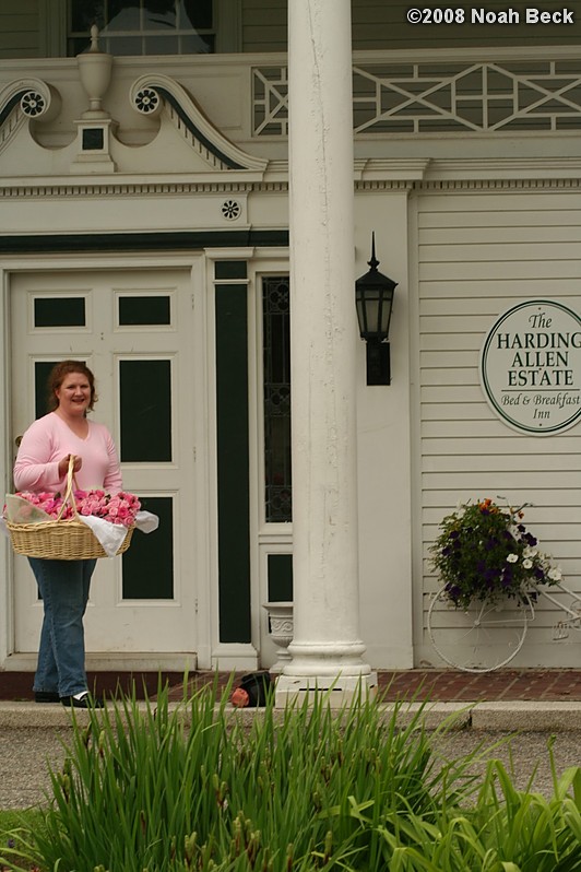 June 29, 2008: Rosalind with wedding flowers for the Harding-Allan Estate