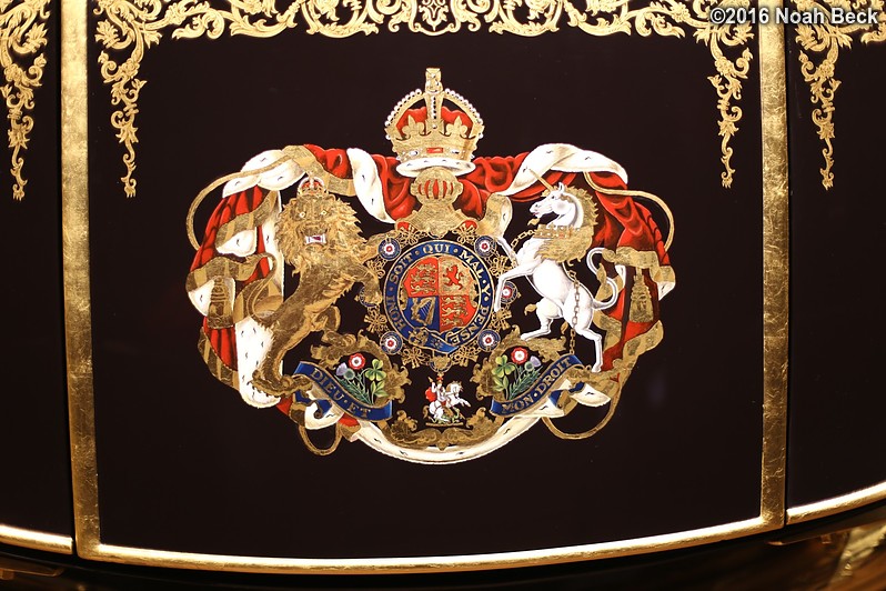 October 18, 2016: Royal coat of arms on the Diamond Jubilee State Coach