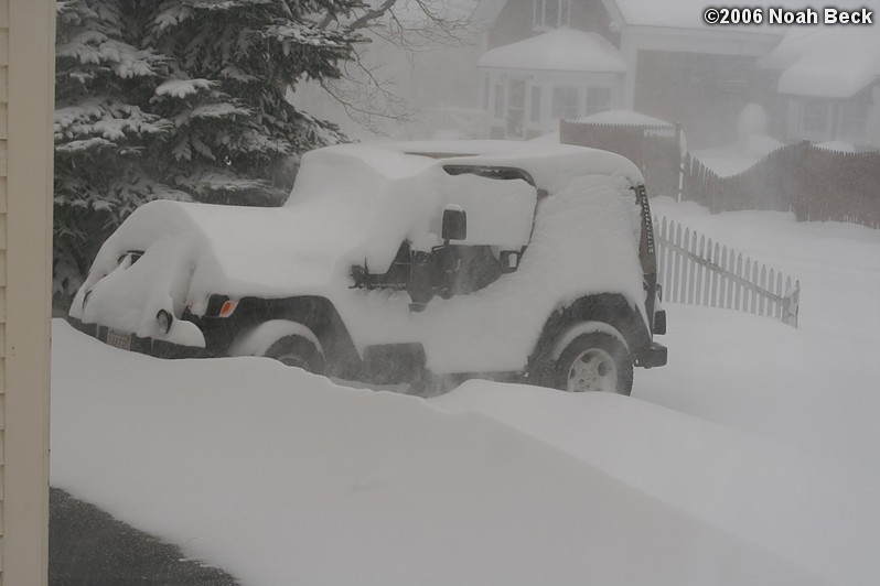 February 12, 2006: Roz&#39;s jeep in windblown snow