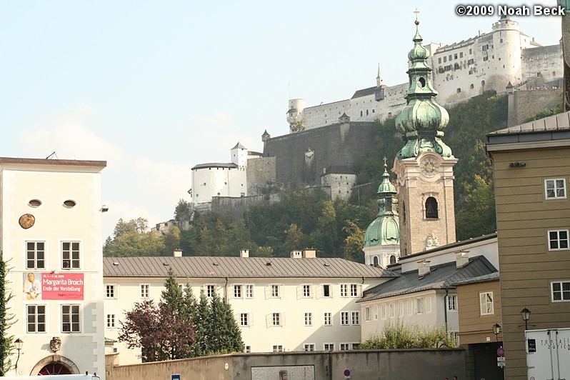 September 23, 2009: Some of Salzburg with Hohensalzburg Castle in the background