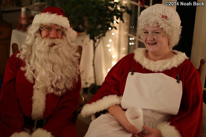 December 26, 2014: Santa and Mrs. Claus relax between photo shoots
