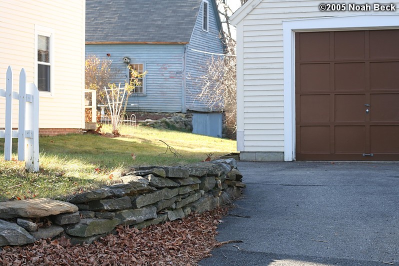 November 20, 2005: The smal rock wall next to the garage driveway