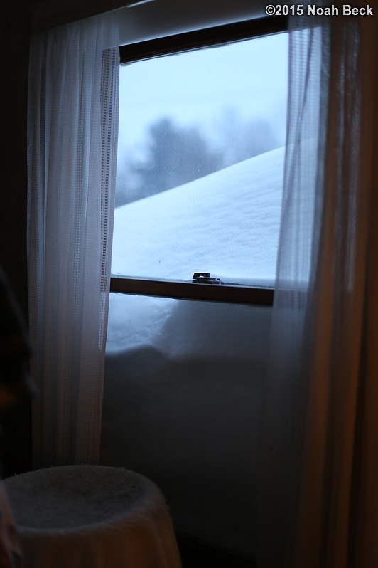 February 10, 2015: A snow drift blocking the cats&#39; sunny window