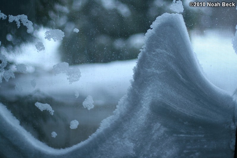 January 3, 2010: snow layering up outside the sliding glass door