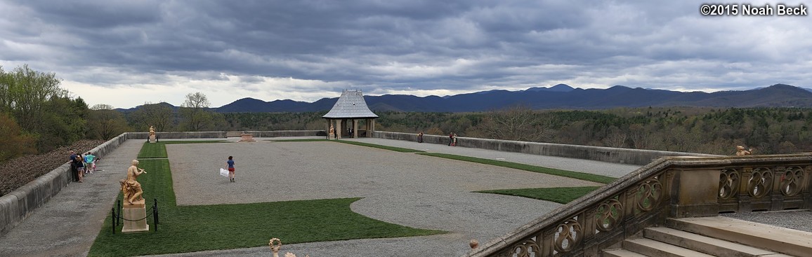 April 10, 2015: Looking southwest over the south terrace, Mt Pisgah in the distance