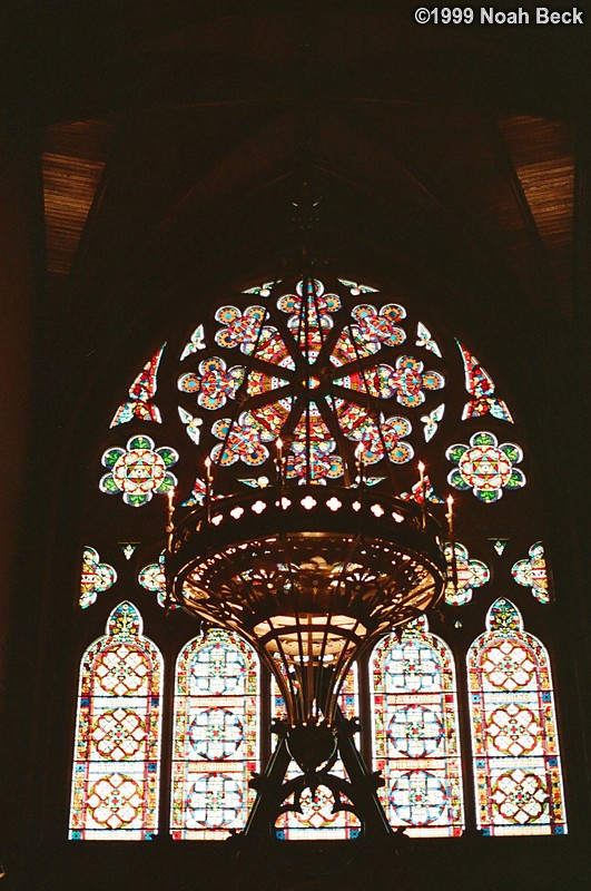 September 2, 1999: Stained glass inside the Sanders Theatre at Harvard
